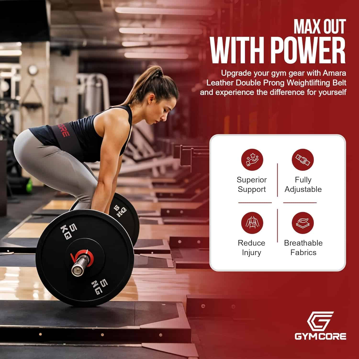 GYM CORE Weightlifting Power Belt 