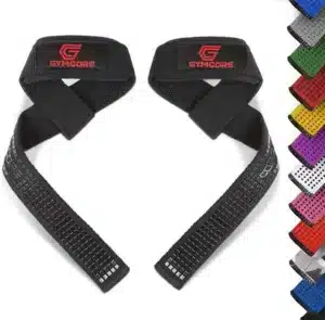 GYMCORE Weight Lifting Non-Slip Silicon Black Gym Straps