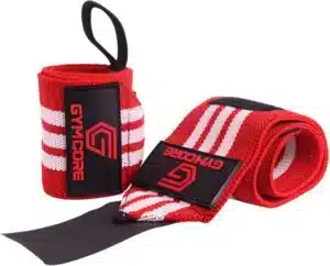GYMCORE Weight Lifting Heavy-Duty Adjustable Red and White Wrist Wraps