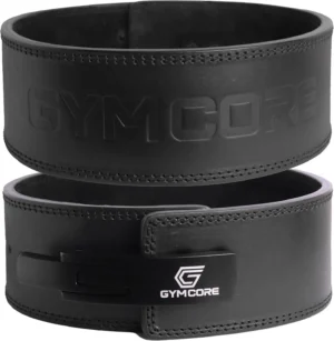 GYM CORE Weightlifting Premium Leather Black Lever Adjustable Belt