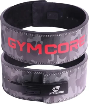 GYM CORE Weightlifting Premium Leather Camo Lever Adjustable Belt