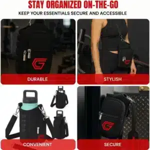 GYMCORE Magnetic Black White Water Bottle Holder Bag